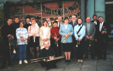 Hinten: Philipp, Matthias, Bodo (verdeckt), Reinhard, Karl-Heinz, Erich, Pastor Dohrn (Nichtbläser). Mitte: Axel, Anja, Silke, Sofia, Claudia, Dorothea, Annemarie, Erich , Hartmut. Vorne: Christian